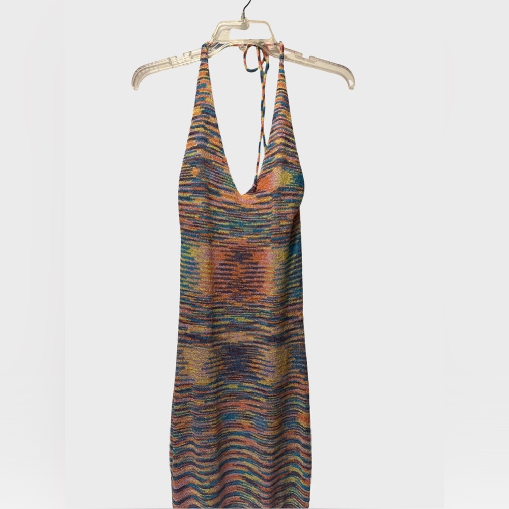 Fashion Nova Beach Days multi colored sweater mini dress